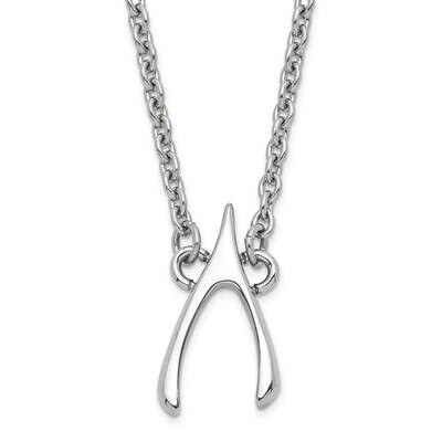 Polished Wishbone Necklace Stainless Steel SRN1732-15.75 by Chisel, MPN: SRN1732-15.75, 883957764641