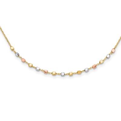 Polished Diamond-Cut Beads Plus 1.25 Inch Extender Necklace 14k Tri-Color Gold SF3035-16.5, MPN: SF…