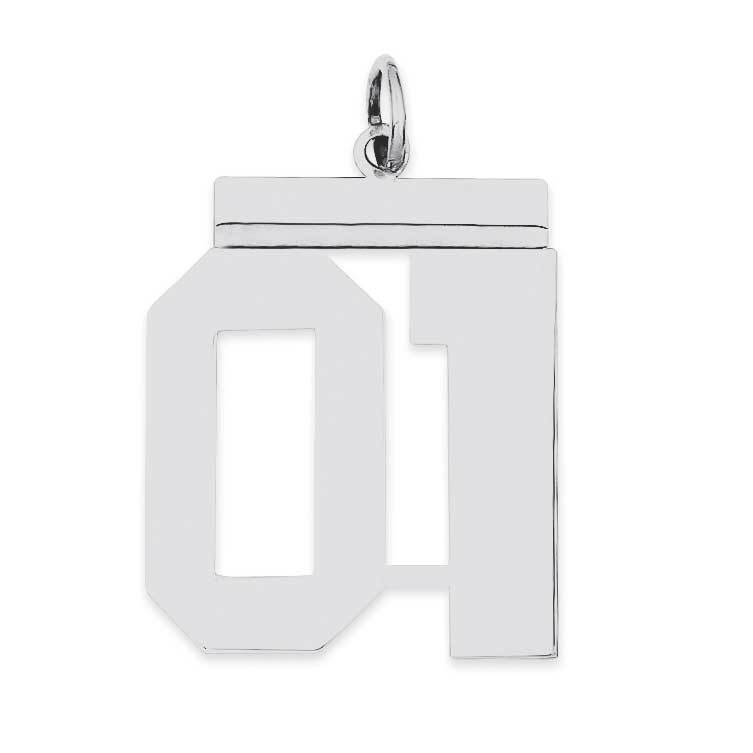 Large Polished Number 1 Top Sterling Silver QPL01T, MPN: QPL01T,