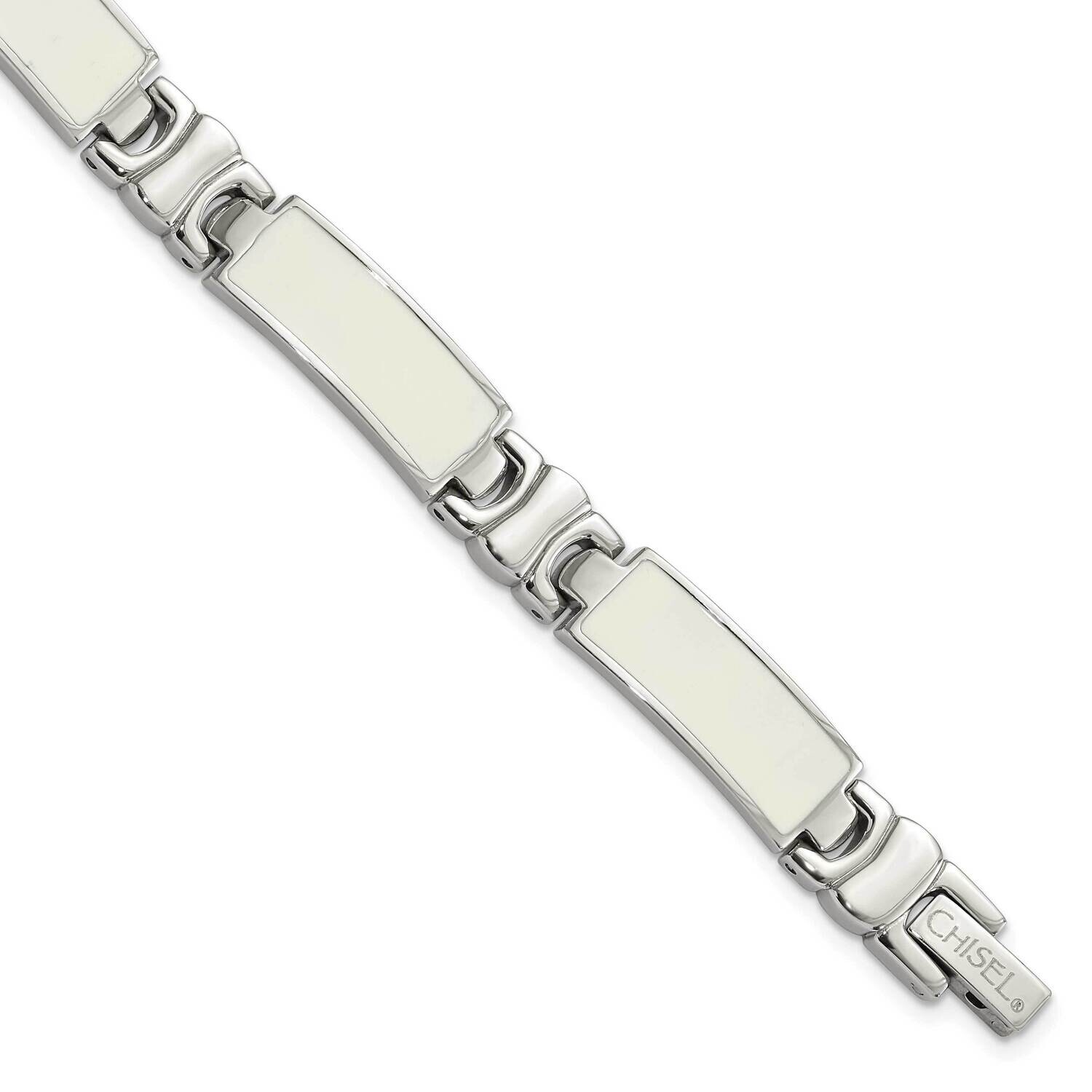 Polished White Enamel Link Bracelet 7.5 Inch Stainless Steel SRB746-7.5 by Chisel, MPN: SRB746-7.5,…