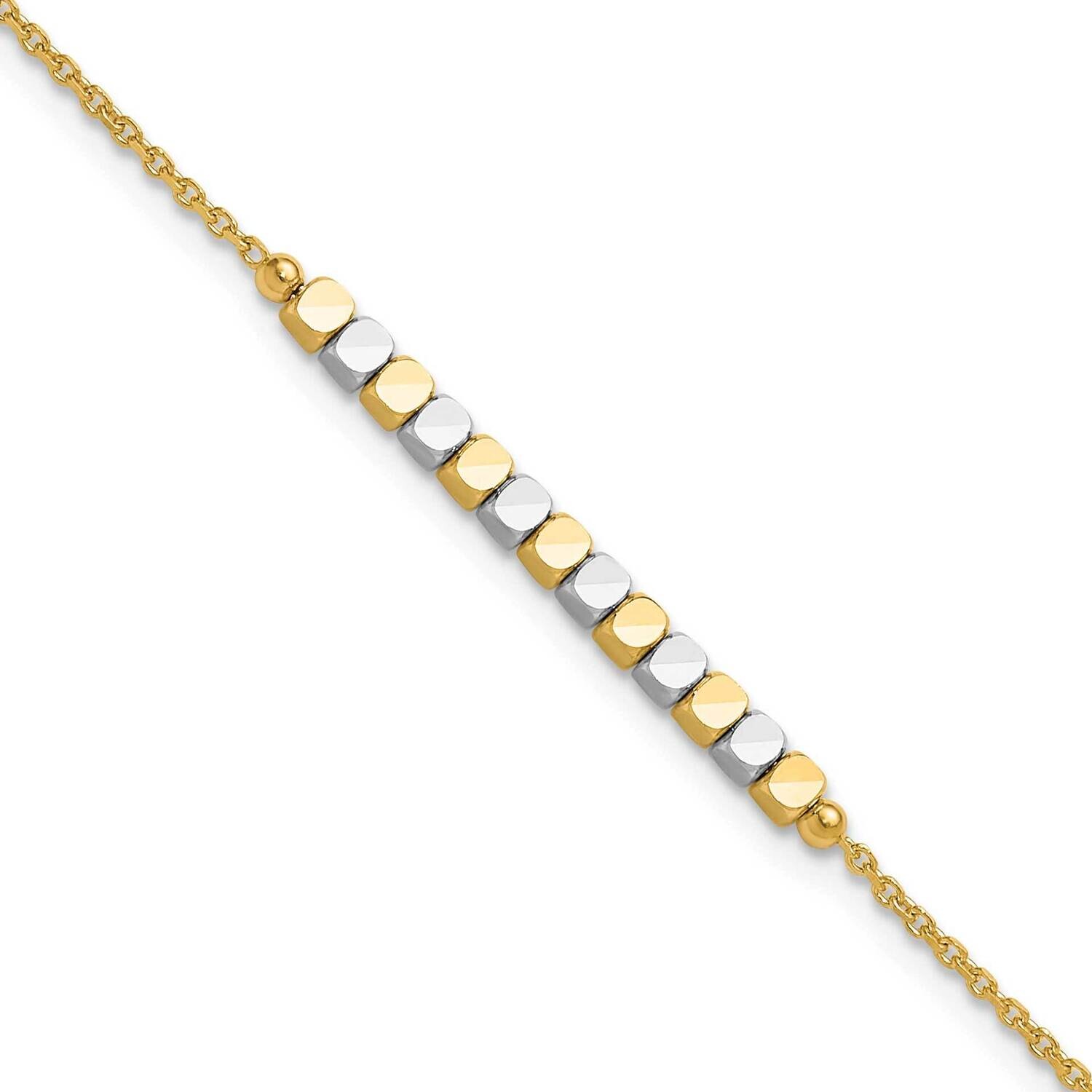 Beaded 7.5 Inch Bracelet 14k Two-Tone Gold SF3013-7.5, MPN: SF3013-7.5,