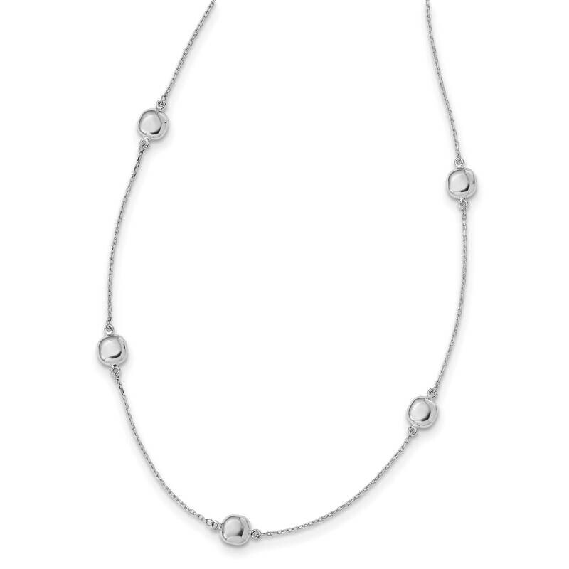 Polished 5 Station 16 Inch 2 In Extender Necklace 14k White Gold SF2934W-16, MPN: SF2934W-16,