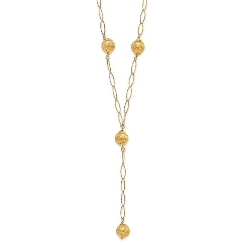 Gold-Tone Rhodium Textured Clover Bead Drop Necklace Sterling Silver QPRF139-16