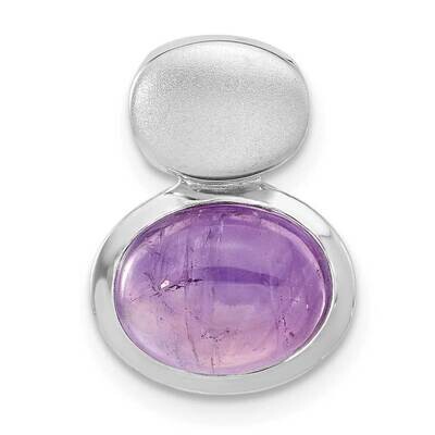 Rh-Plated Brushed Polished Amethyst Chain Slide Sterling Silver QP5833, MPN: QP5833,