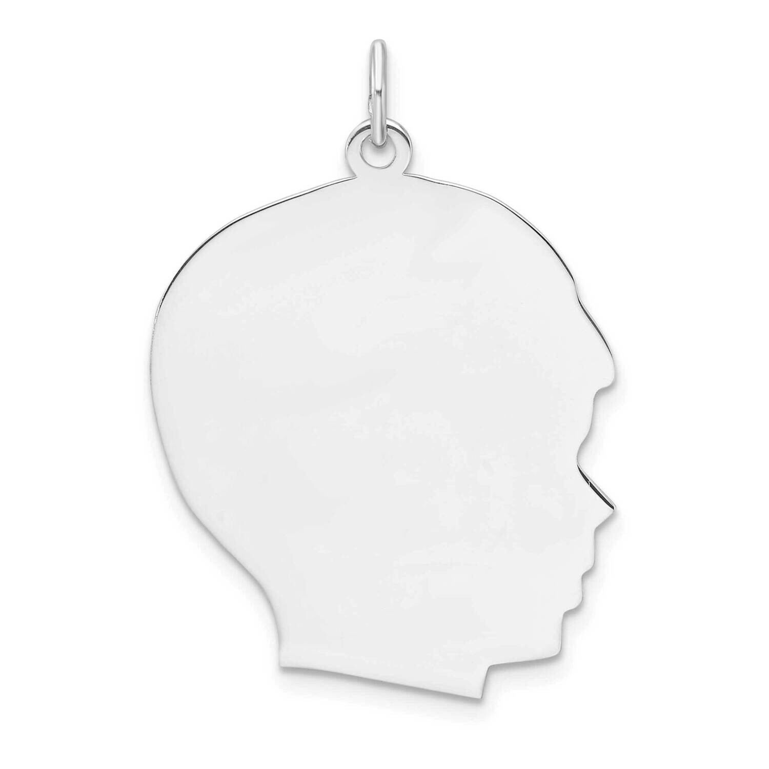 Rh-Plt Engraveable Boy Disc Charm Polish On Front Back Sterling Silver QM563/50P, MPN: QM563/50P,