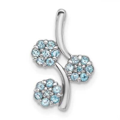 Light Swiss Blue Topaz Flowers Chain Slide Sterling Silver Rhodium-Plated QP5866BT, MPN: QP5866BT,