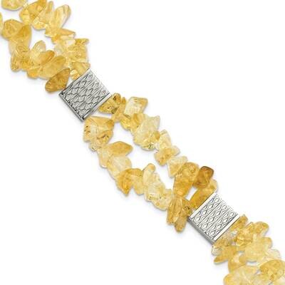 Citrine Chip Station 1 Inch Extender Bracelet Stainless Steel SRB566-7 by Chisel, MPN: SRB566-7, 88…