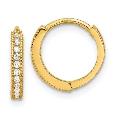 Madi K Polished CZ 2mm Hinged Huggie Hoop Earrings 14k Gold SE3064, MPN: SE3064,