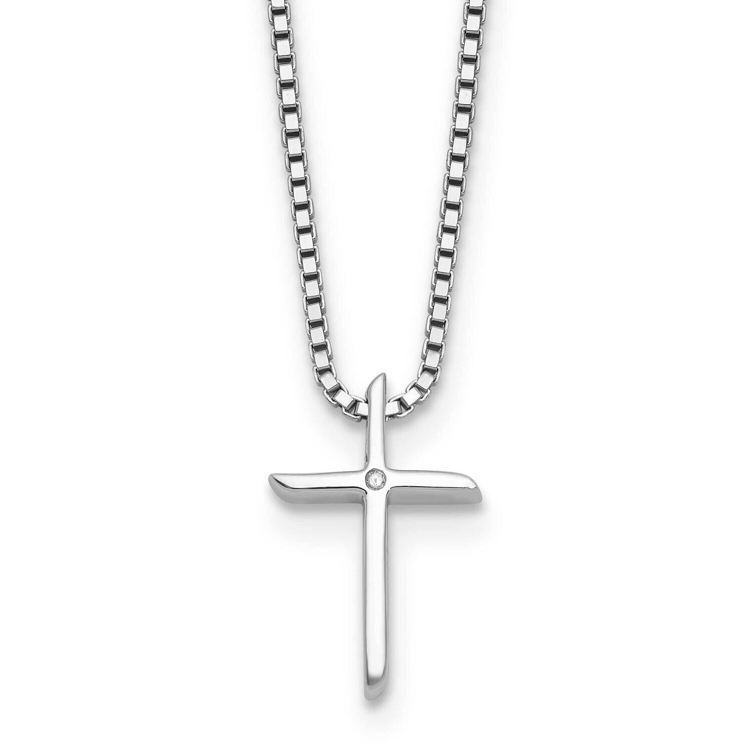 Rh Plated White Ice 1 2 Pt. Diamond Cross 2 Inch Extension Necklace Sterling Silver QW570-18, MPN: …
