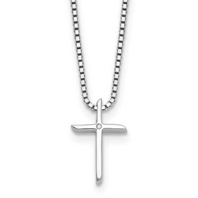 Rh Plated White Ice 1 2 Pt. Diamond Cross 2 Inch Extension Necklace Sterling Silver QW570-18, MPN: …