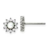 Chisel Polished Mother Of Pearl CZ Post Earrings Stainless Steel SRE1585 by Men&#39;s Jewelry and Acces…