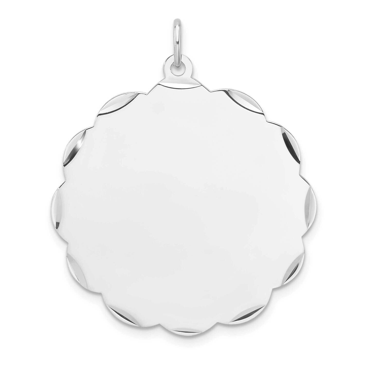 Rh-Plt Engraveable Polished Front Satin Back Disc Charm Sterling Silver QM551/18, MPN: QM551/18,