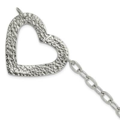 Polished &amp; Textured Heart Bracelet 8 Inch Stainless Steel SRB820-8 by Chisel, MPN: SRB820-8, 886774…