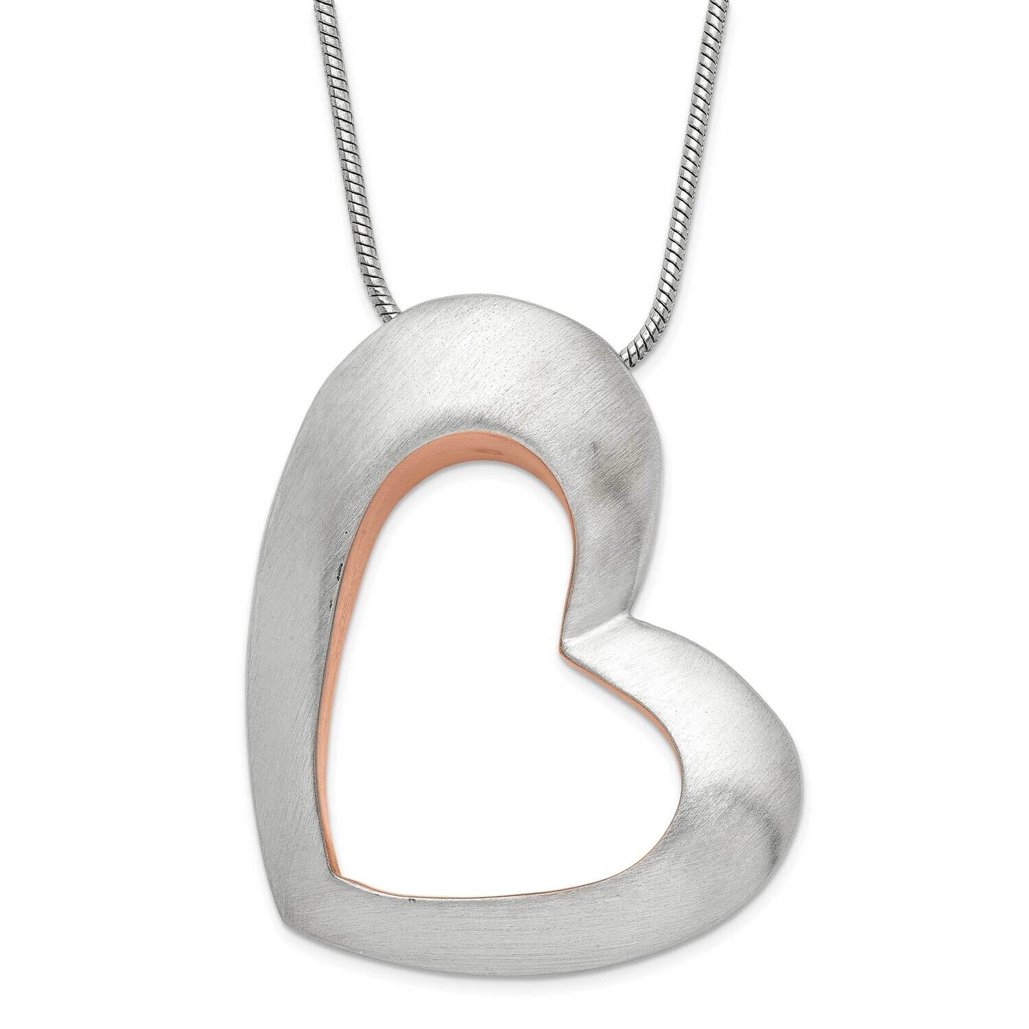 Brushed &amp; Pink Ip-Plated Heart Necklace Stainless Steel SRN1303-17.5 by Chisel, MPN: SRN1303-17.5, …
