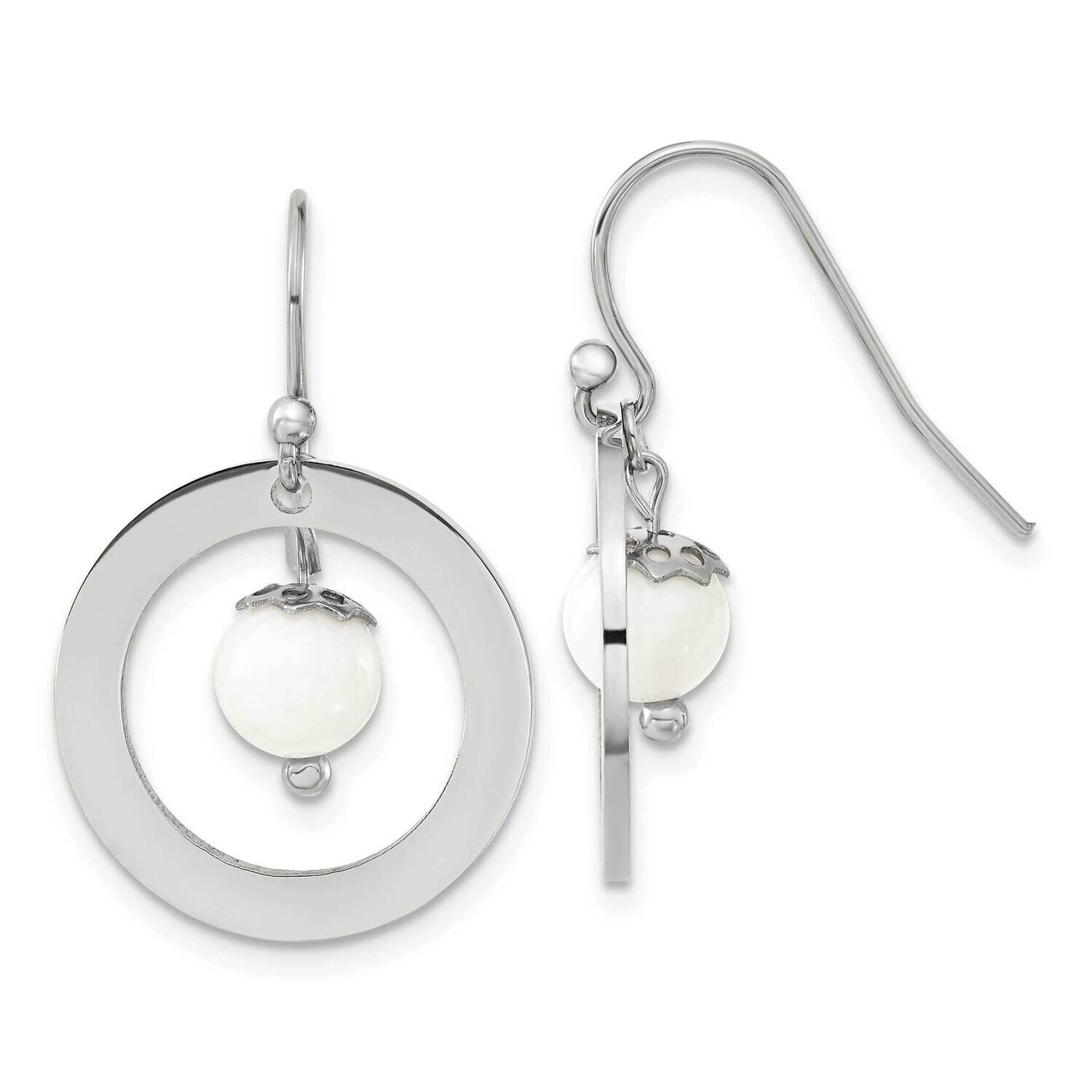 Chisel Polished Synthetic White Turquoise Dangle Shepherd Hook Earrings Stainless Steel SRE1607 by …