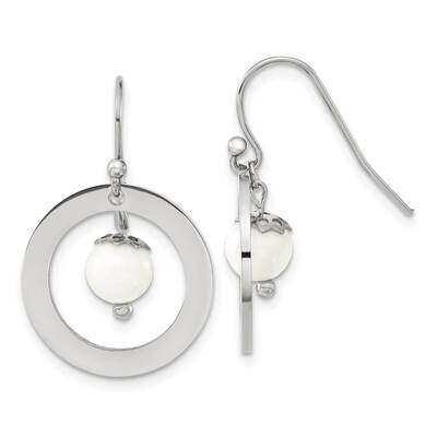 Chisel Polished Synthetic White Turquoise Dangle Shepherd Hook Earrings Stainless Steel SRE1607 by …