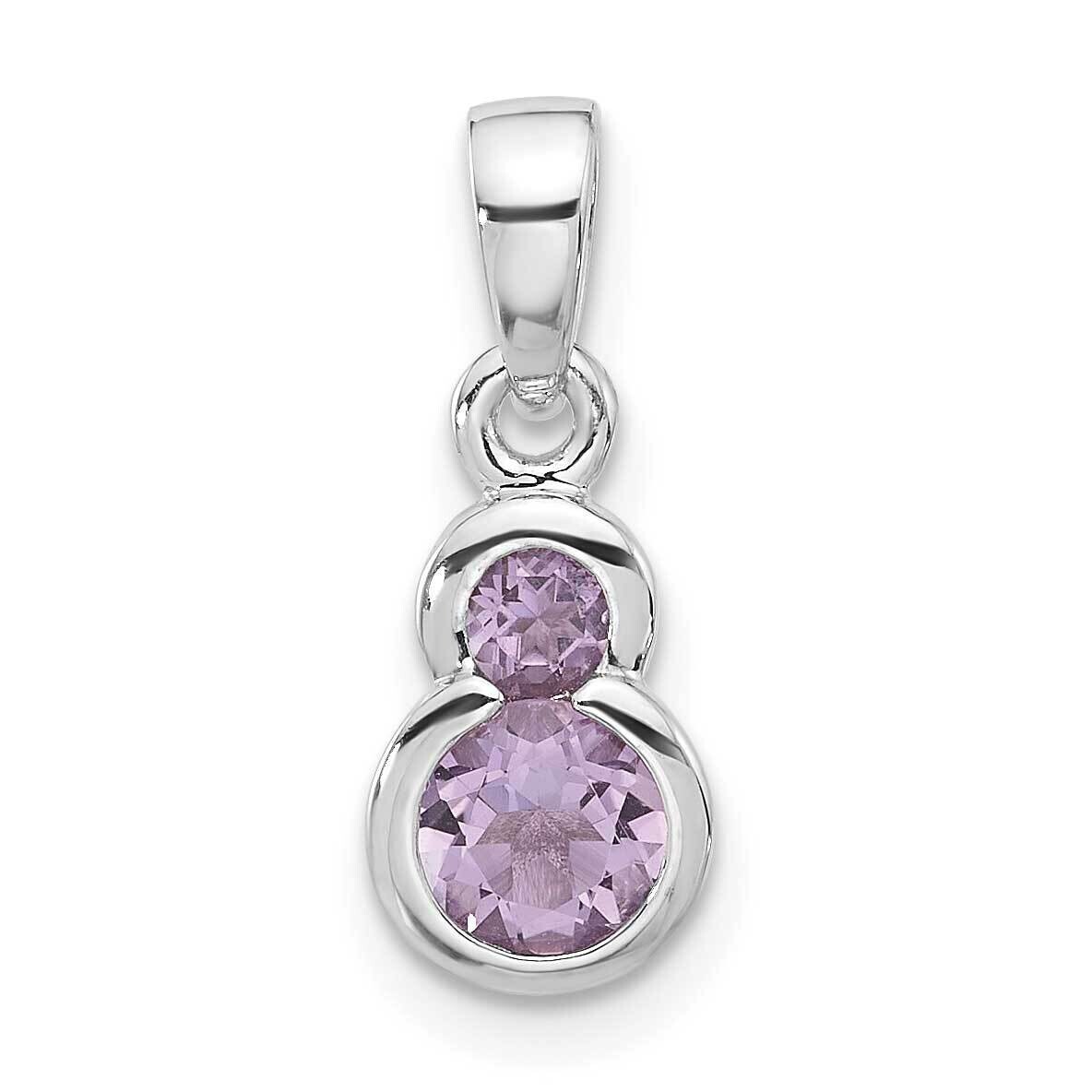 Polished Amethyst Pendant Sterling Silver Rhodium-Plated QP5880AM, MPN: QP5880AM,