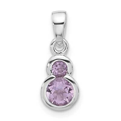 Polished Amethyst Pendant Sterling Silver Rhodium-Plated QP5880AM, MPN: QP5880AM,