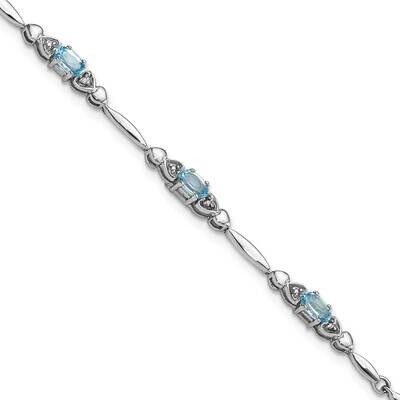 Rhodium-Plated Light SwiBlue Topaz Diamond Bracelet 7.5 Inch Sterling Silver QX995BT, MPN: QX995BT,
