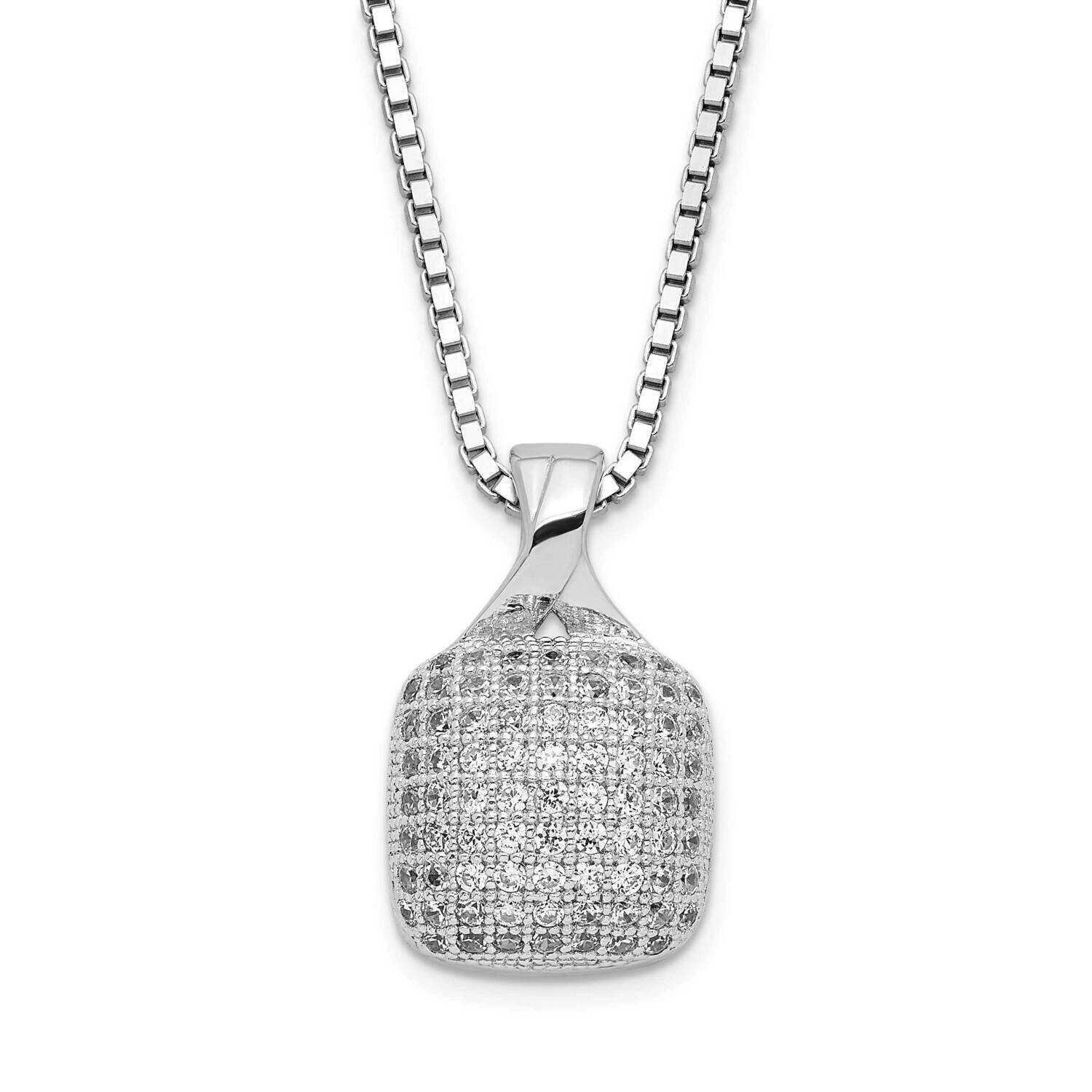 Brilliant Embers Pave CZ Square Necklace Sterling Silver QMP400-18