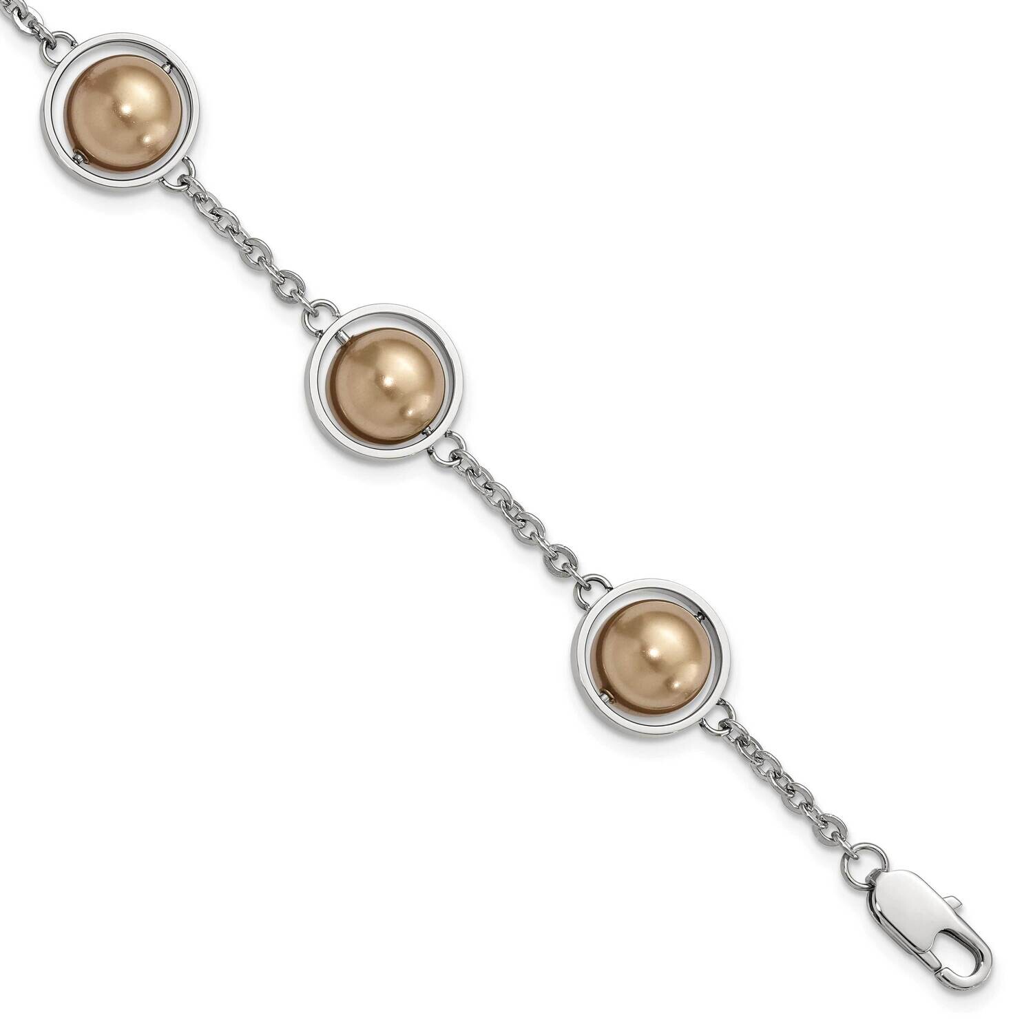 Polished Champagne Beads 1 Inch Extension Bracelet Stainless Steel SRB774-7.5 by Chisel, MPN: SRB77…