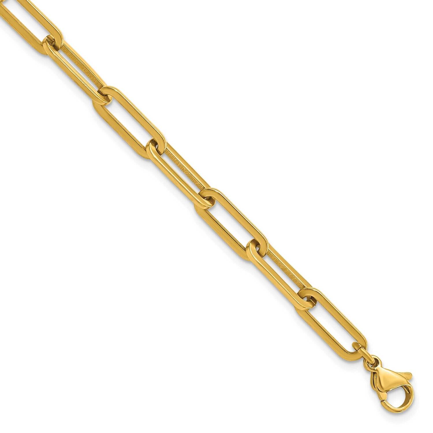 Chisel Polished Yellow Ip-Plated Elongated Open Link Paperclip 7 Inch Bracelet 1.25 Inch Extension …