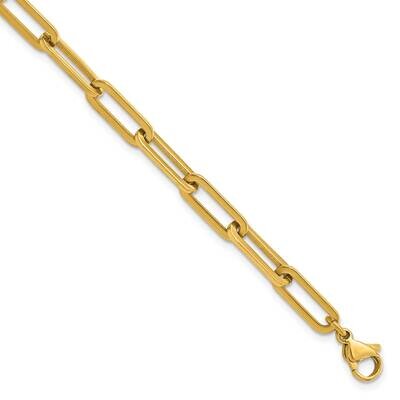 Chisel Polished Yellow Ip-Plated Elongated Open Link Paperclip 7 Inch Bracelet 1.25 Inch Extension …