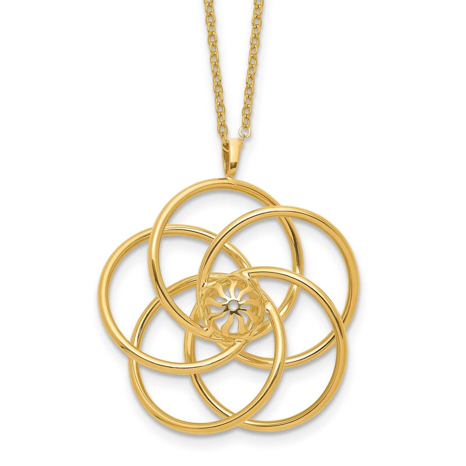 Floral Pendant 17 Inch Necklace 14k Polished Gold SF3041-17, MPN: SF3041-17,