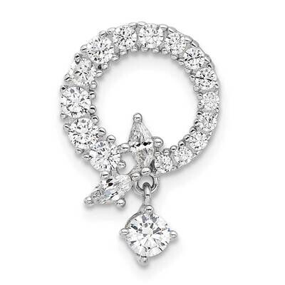Rhod-Plated CZ Circle Chain Slide Pendant Sterling Silver QP5737, MPN: QP5737,