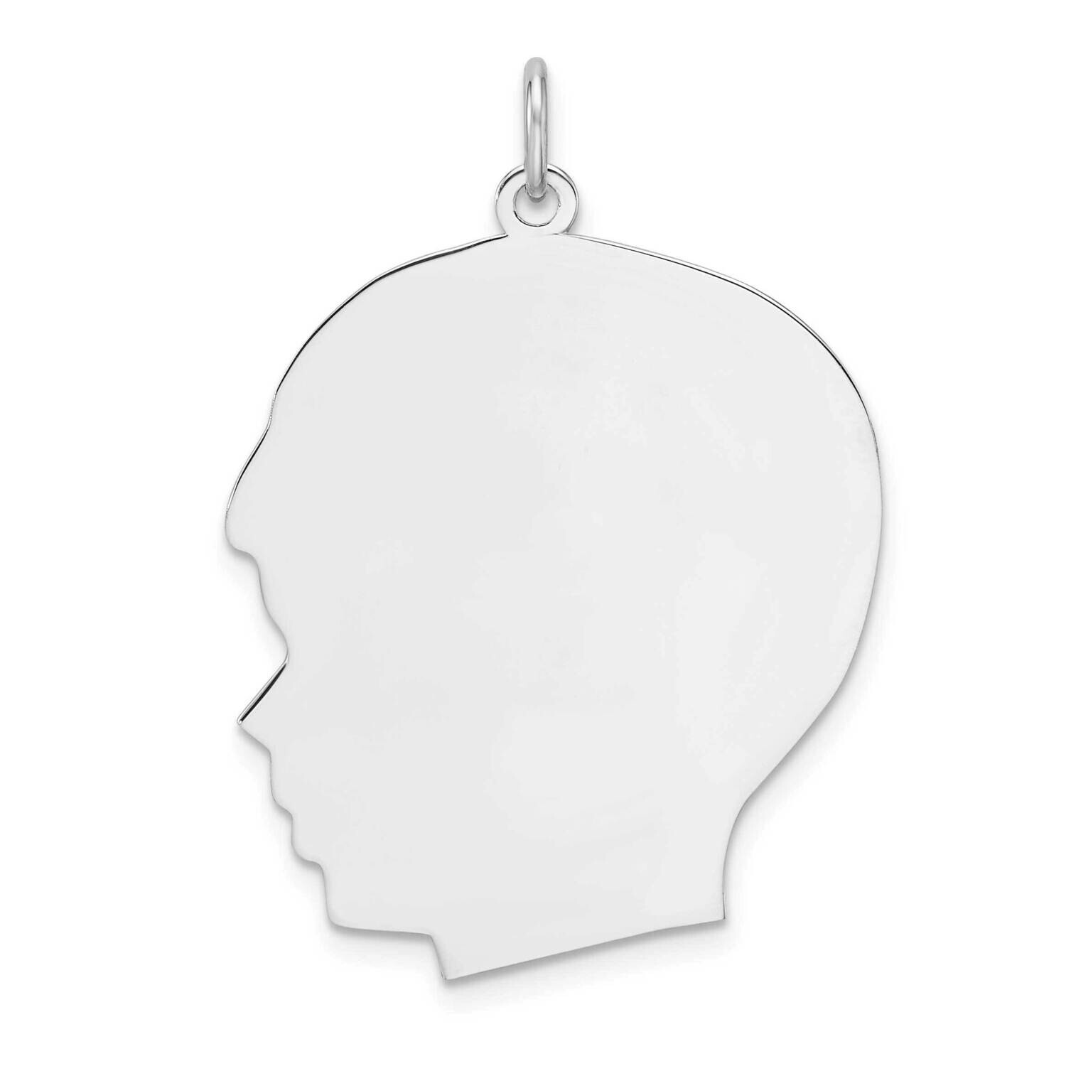 Rhod-Plate Eng. Boy Polished Front &amp; Back Disc Charm Sterling Silver QM565/50P, MPN: QM565/50P,