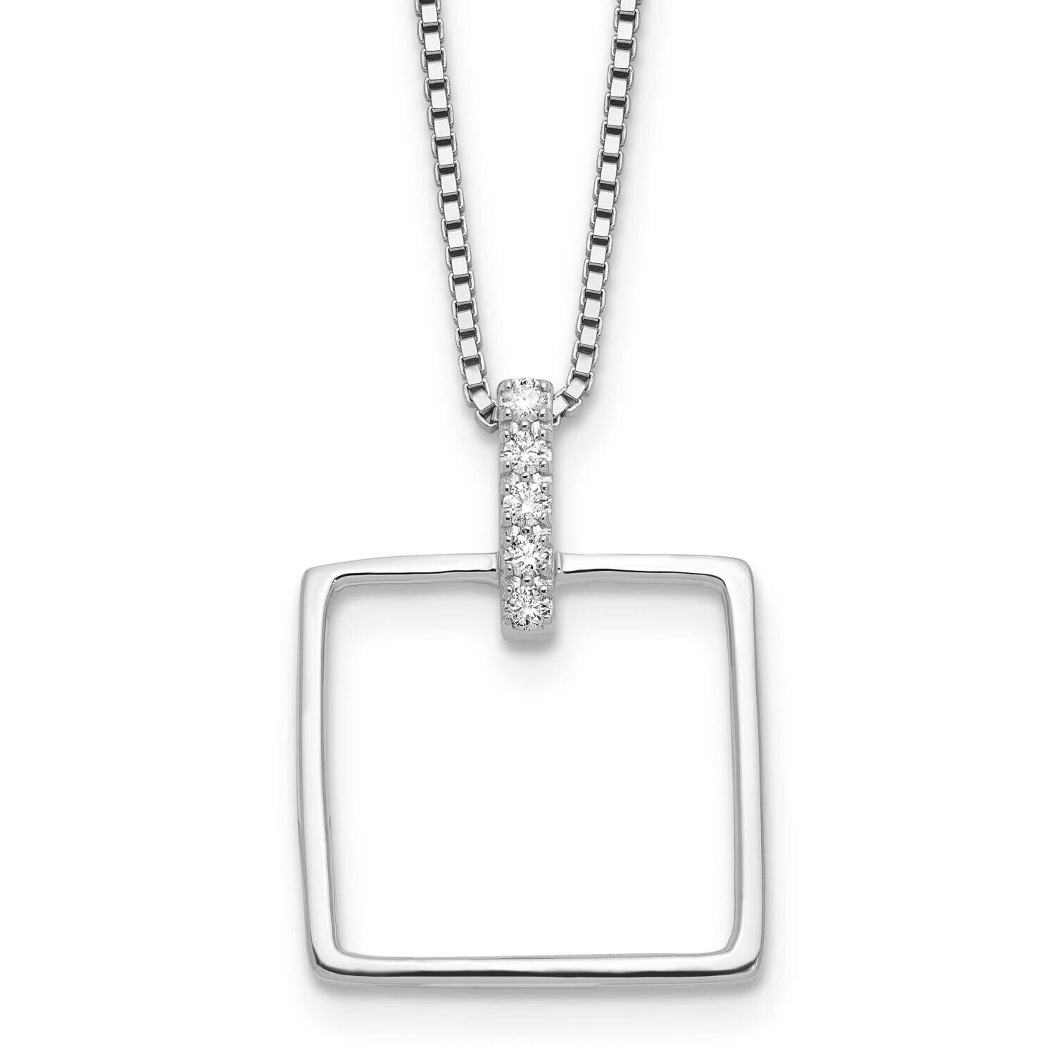 Rh Plated White Ice .09Ct. Diamond Square 2 Inch Extension Necklace Sterling Silver QW556-18, MPN: …