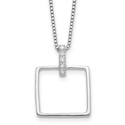 Rh Plated White Ice .09Ct. Diamond Square 2 Inch Extension Necklace Sterling Silver QW556-18, MPN: …