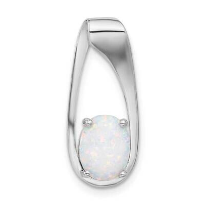 White Created Opal Slide Pendant Sterling Silver Rhodium-Plated QP5764, MPN: QP5764,