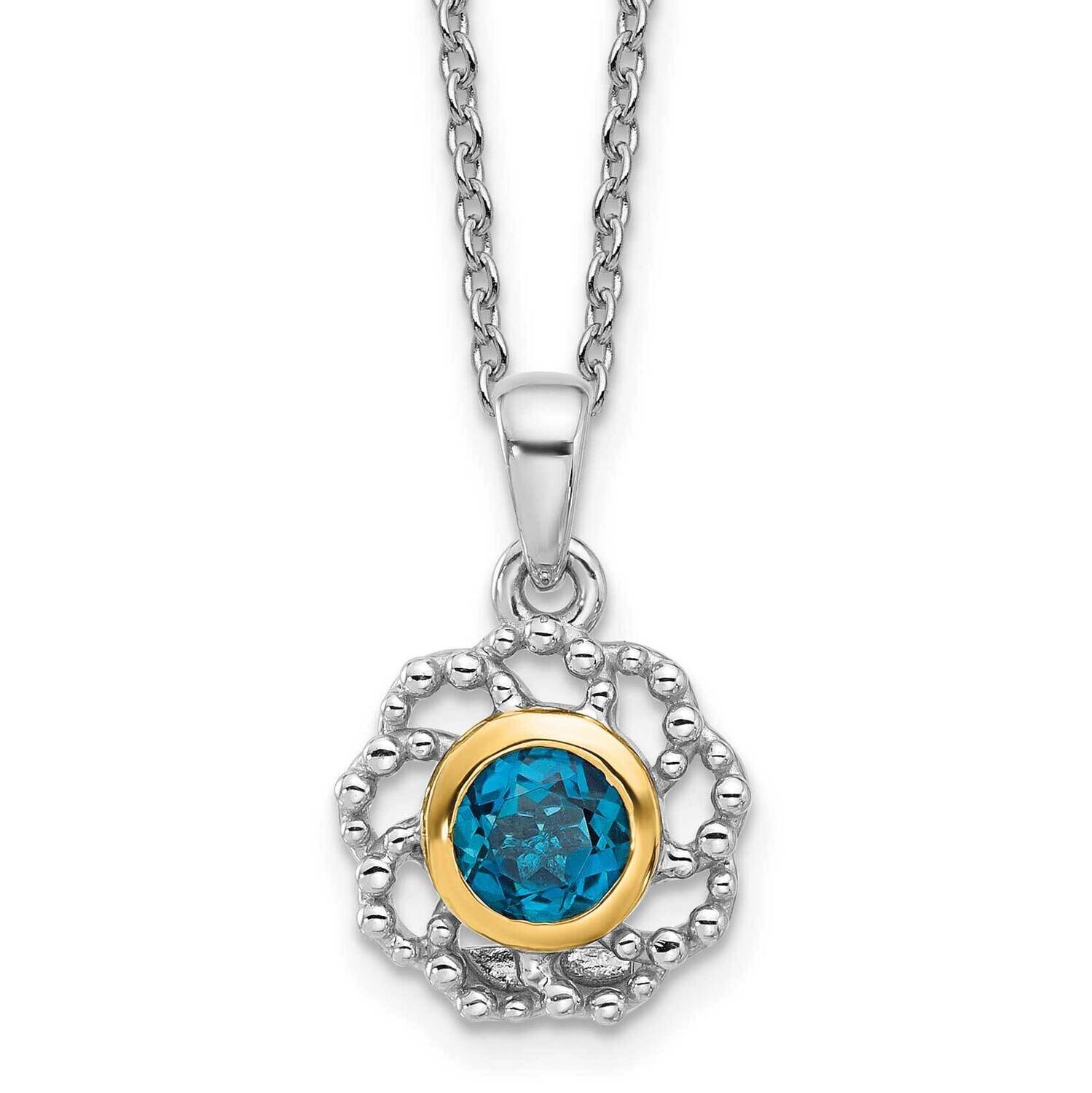 Shey Couture 14K Accent London Blue Topaz 18 Inch Necklace Sterling Silver Rhodium-Plated QTC1810, …