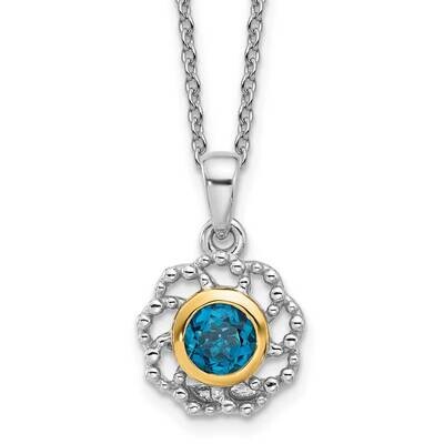 Shey Couture 14K Accent London Blue Topaz 18 Inch Necklace Sterling Silver Rhodium-Plated QTC1810, …