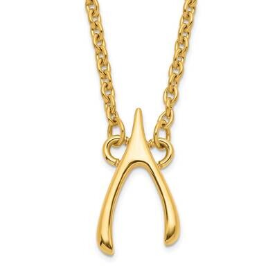Polished Yellow Ip-Plated Wishbone Necklace Stainless Steel SRN1731-15.75 by Chisel, MPN: SRN1731-1…