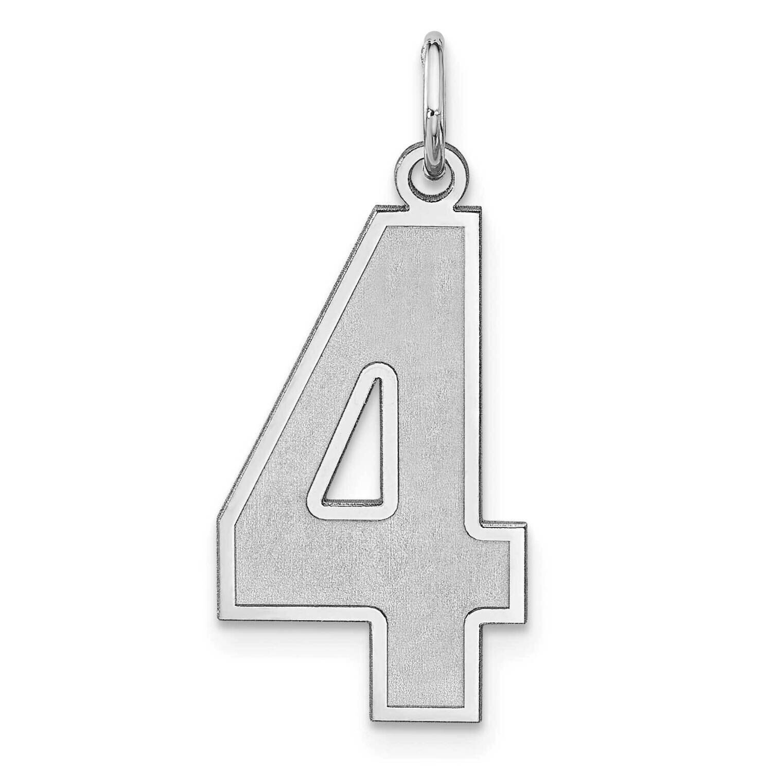 Satin Number 4 Charm Sterling Silver Rhodium-Plated QPXP04, MPN: QPXP04,