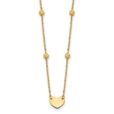 Diamond-Cut Heart Beads Plus 2 Inch Extender Necklace 14k Polished Gold SF3039-15.5, MPN: SF3039-15…