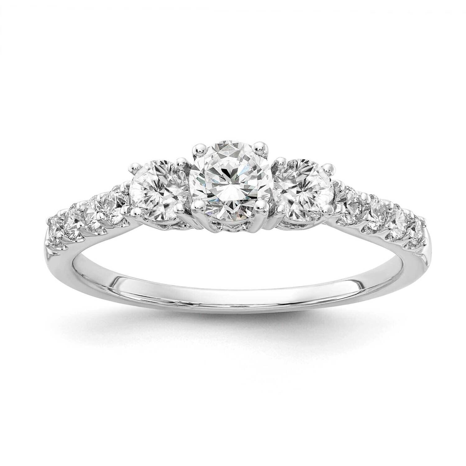 Diamond Si1/Si2 G H I 3-Stone Semi-Mount Engagement Ring 14k White Gold RM4228E-075-8WLG