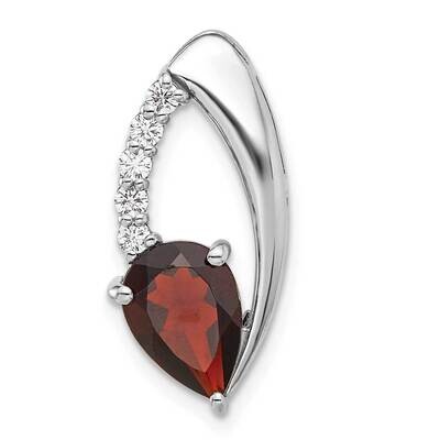 Garnet CZ Chain Slide Sterling Silver Rhodium-Plated QP5861GA, MPN: QP5861GA,