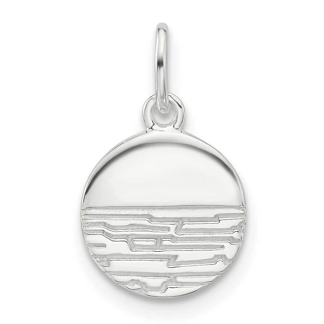 E-Coated Textured Circle Charm Sterling Silver QP5736, MPN: QP5736,