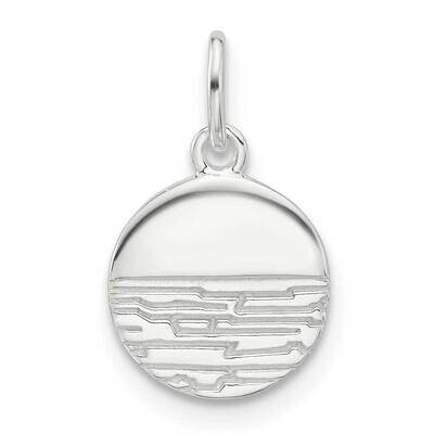E-Coated Textured Circle Charm Sterling Silver QP5736, MPN: QP5736,