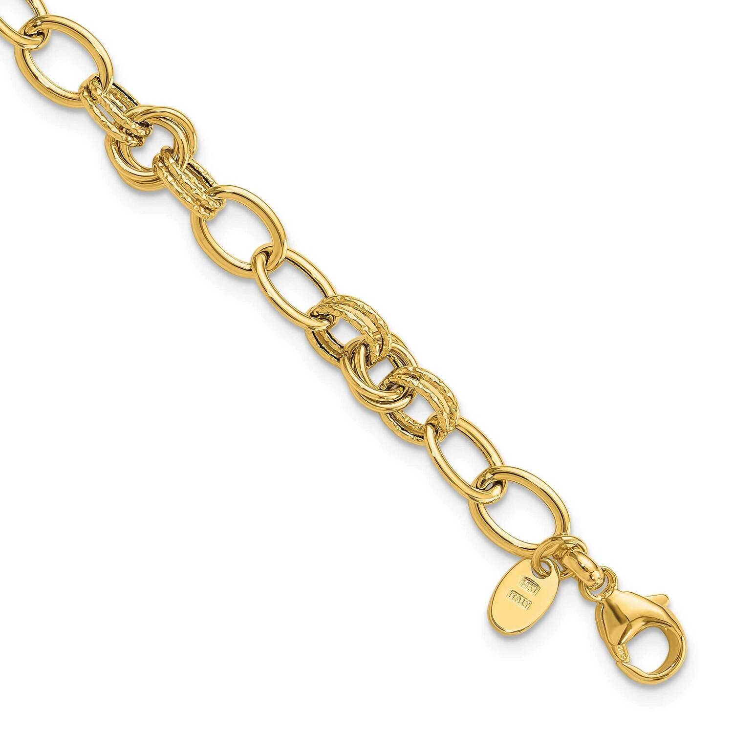 Textured Fancy Link Bracelet 7.5 Inch 14k Polished Gold SF3016-7.5, MPN: SF3016-7.5,