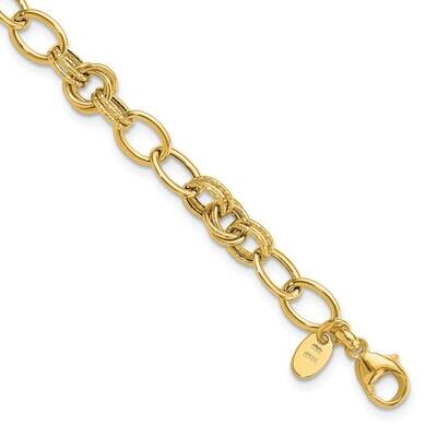 Textured Fancy Link Bracelet 7.5 Inch 14k Polished Gold SF3016-7.5, MPN: SF3016-7.5,
