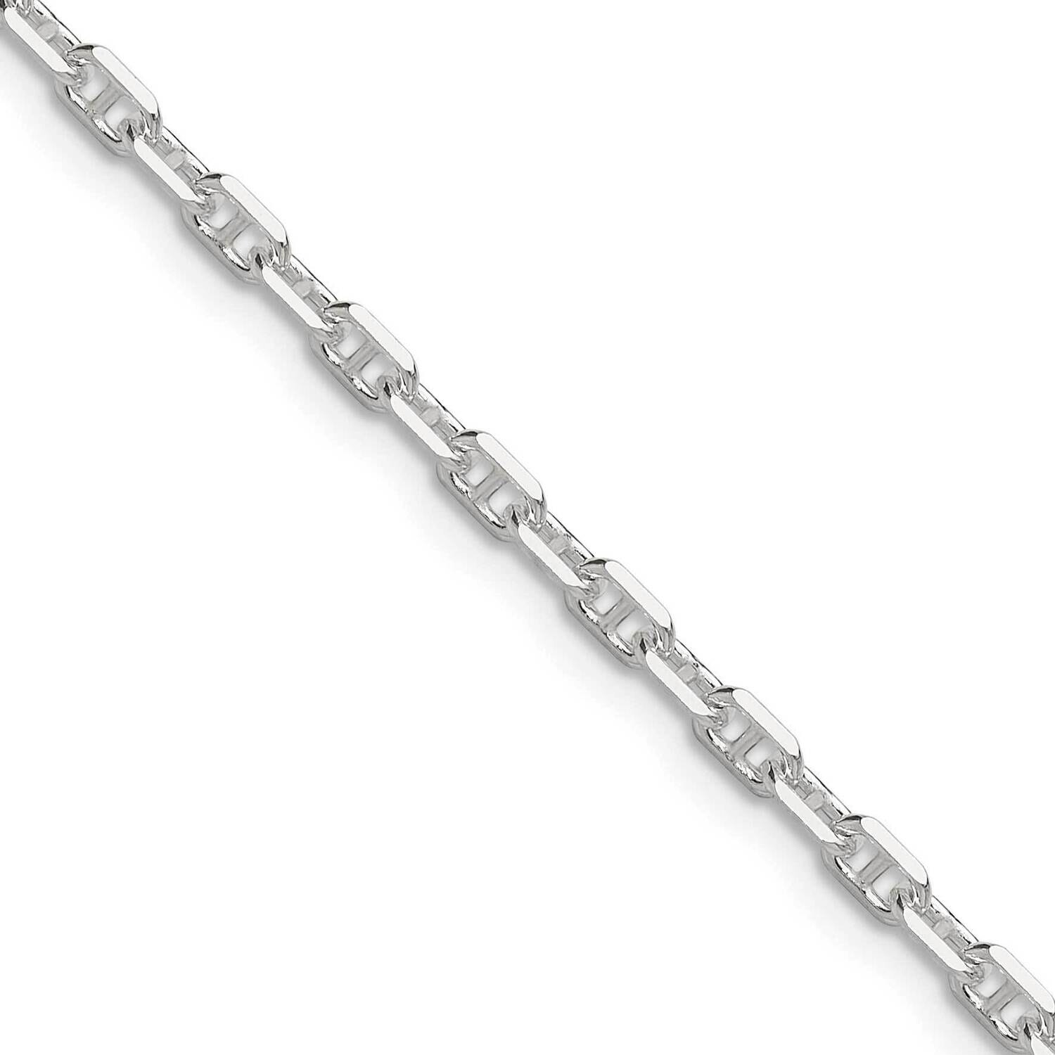 Diamond-Cut 3mm Marine Link Chain 20 Inch Sterling Silver Polished QMA080-20