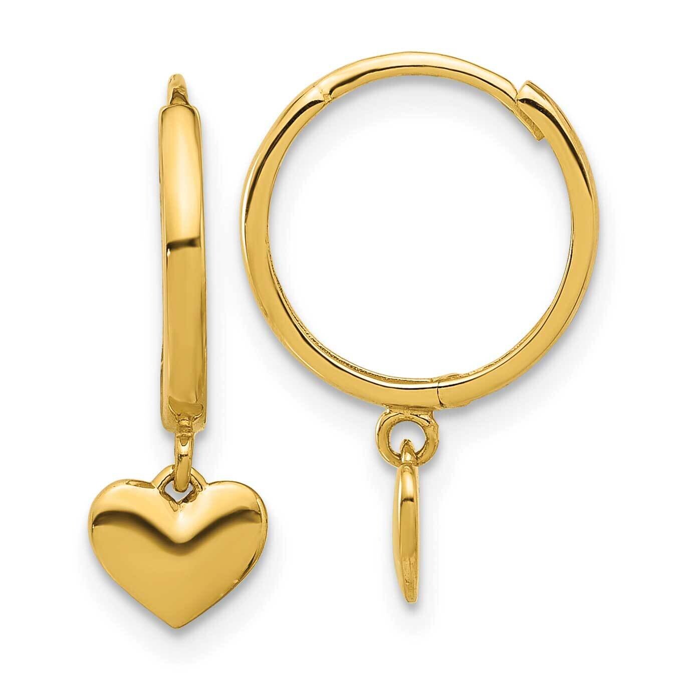 Madi K Polished Heart Dangle Huggie Hoop Earrings 14k Gold SE3055, MPN: SE3055, 196904096956