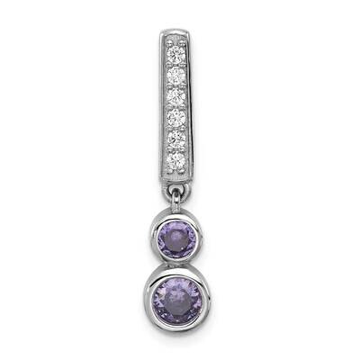 Polished Purple CZ Chain Slide Sterling Silver Rhodium-Plated QP5771, MPN: QP5771,
