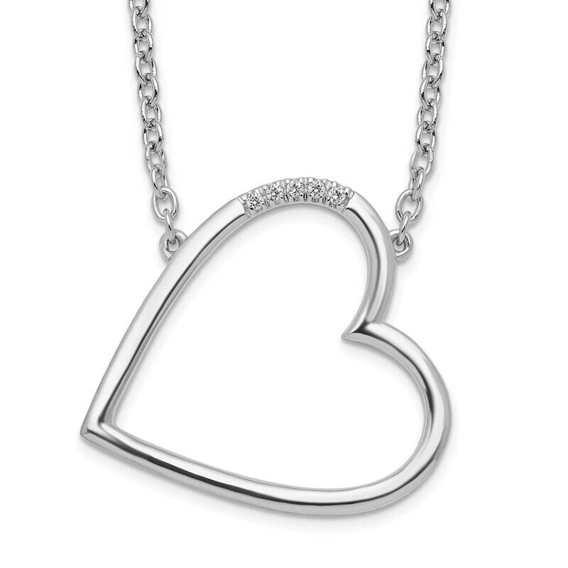 White Ice 18 Inch Diamond Sideways Open Heart Necklace Sterling Silver Rhodium-Plated QW533-18