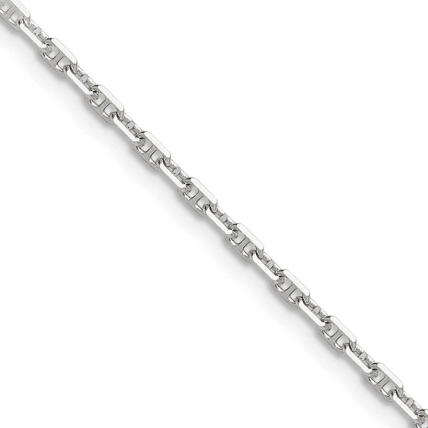 Diamond-Cut 2mm Marine Link Chain 24 Inch Sterling Silver Polished QMA060-24, MPN: QMA060-24,