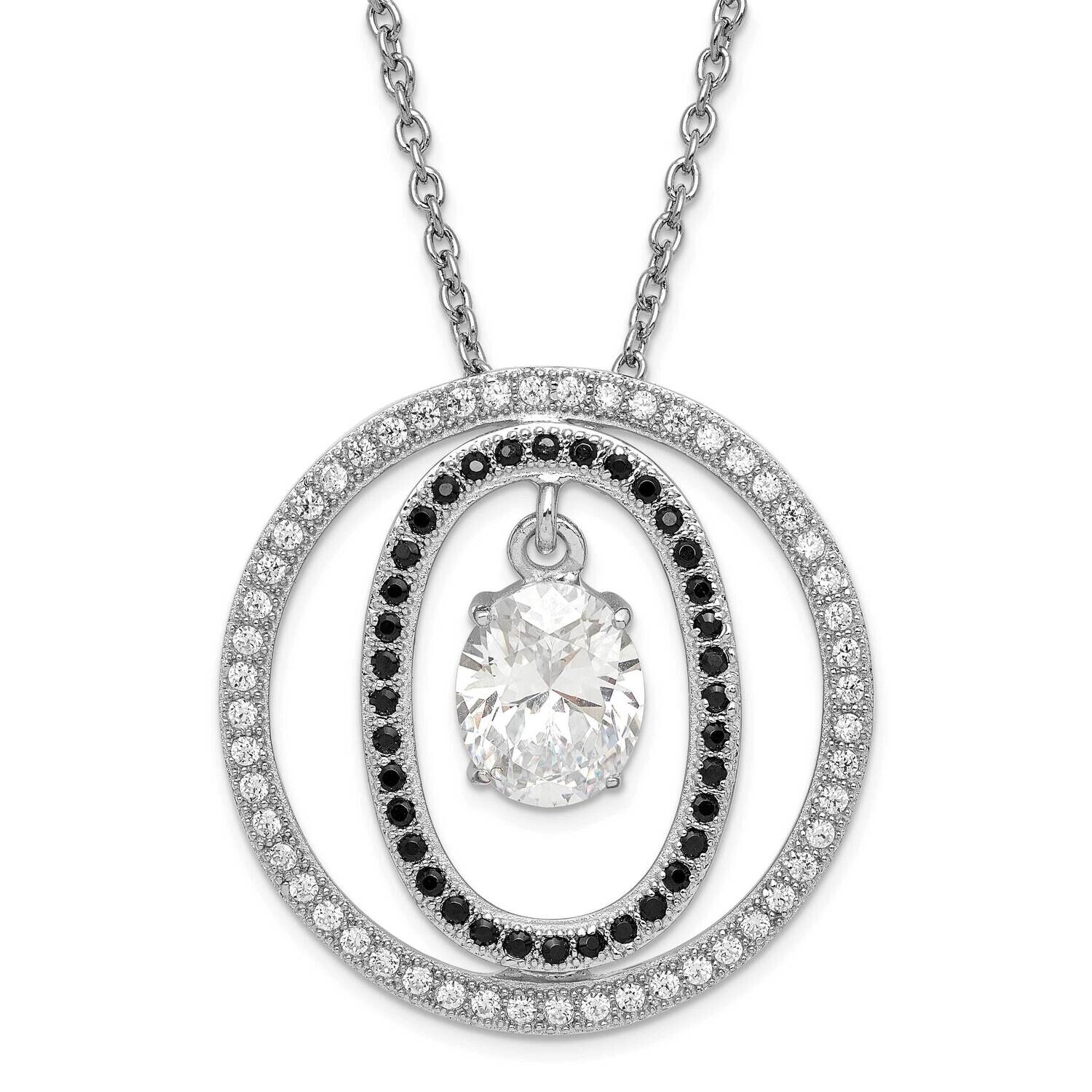 Black &amp; Clear CZ Brilliant Embers 2 Inch Extension Necklace Sterling Silver QMP533-18